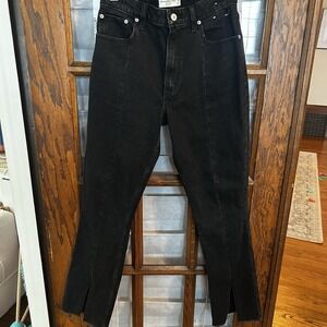 Abercrombie Fitch The Skinny High Rise Black‎ Jeans Ankle Slit Size 27 /4
